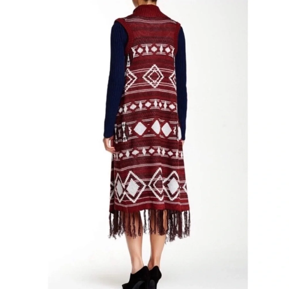 Romeo & Juliet Couture DUSTER sweater LONG fringe dress wrap fringe oversized M